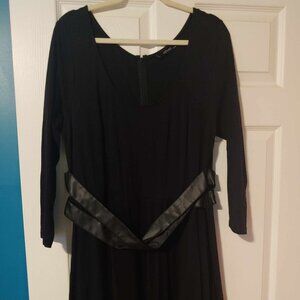 Plus Eshakti Dress with Faux Leather Sash Midi